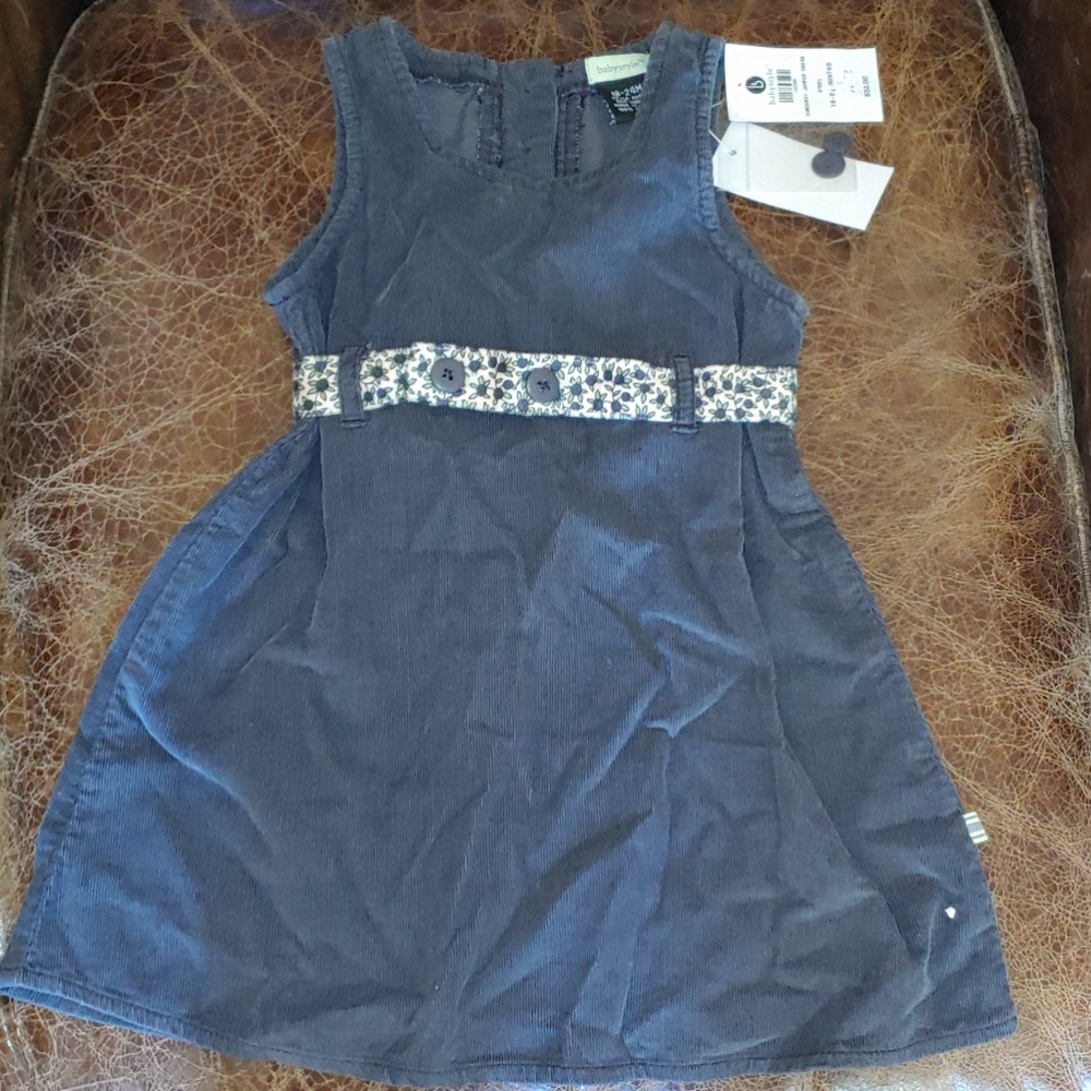 New Dark Gray No-sleeve Corduroy Dress